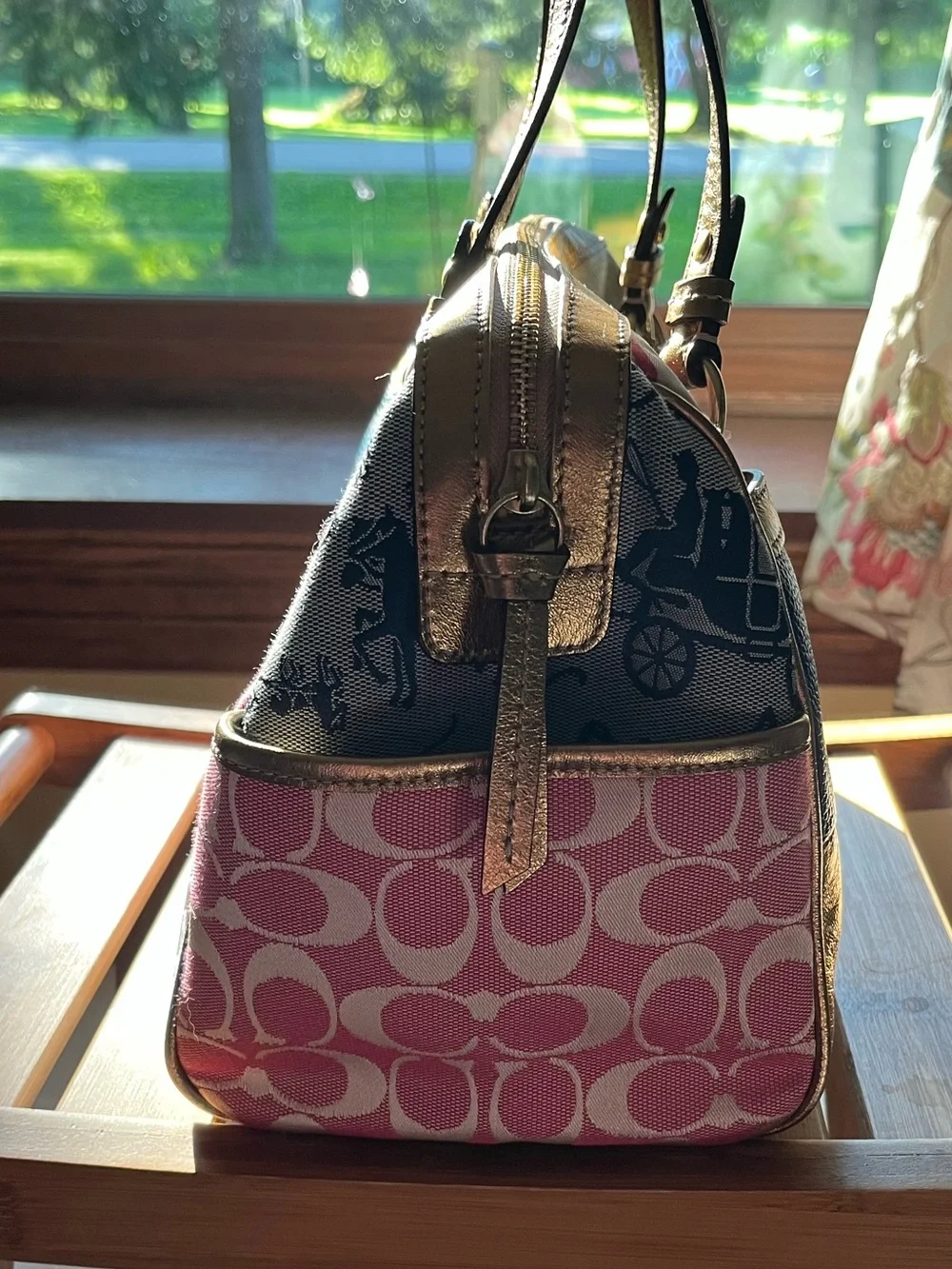 2011 COACH PINK & Gold HAMPTON PATCHWORK SATCHEL D1171-F17164: Lovely Condition!